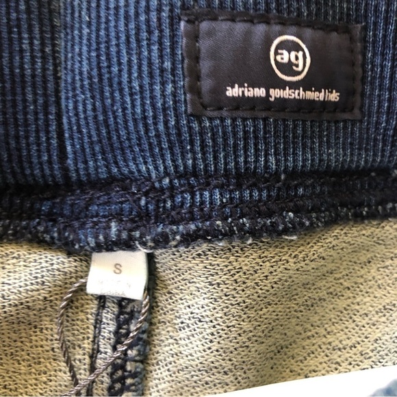 Ag Adriano Goldschmied Kids Boy Electric Blue Denim Ribbed Jogger Pants Size S - Picture 5 of 11